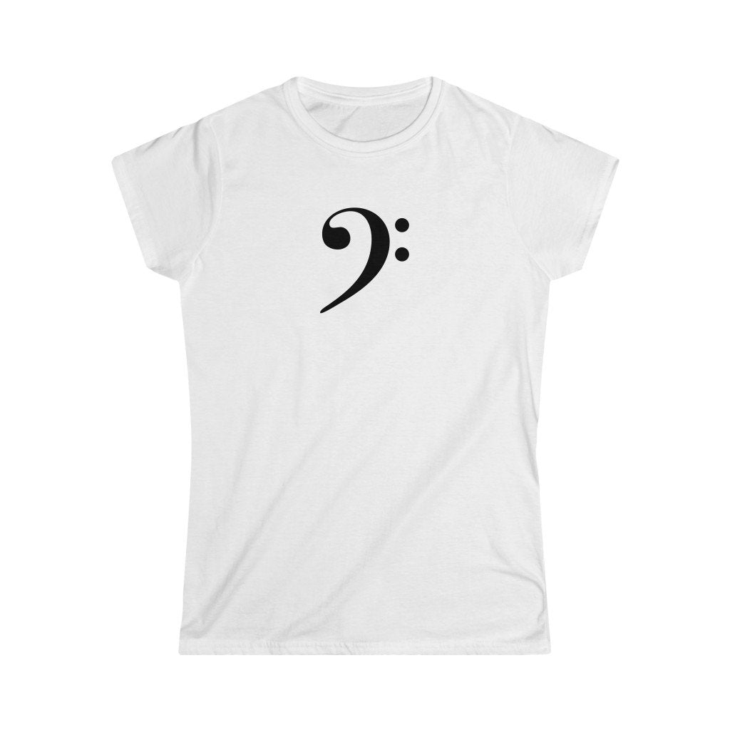 Bass Clef Design Ladies Soft Cotton Slim Fit T-shirt - Rock & Roll Prints