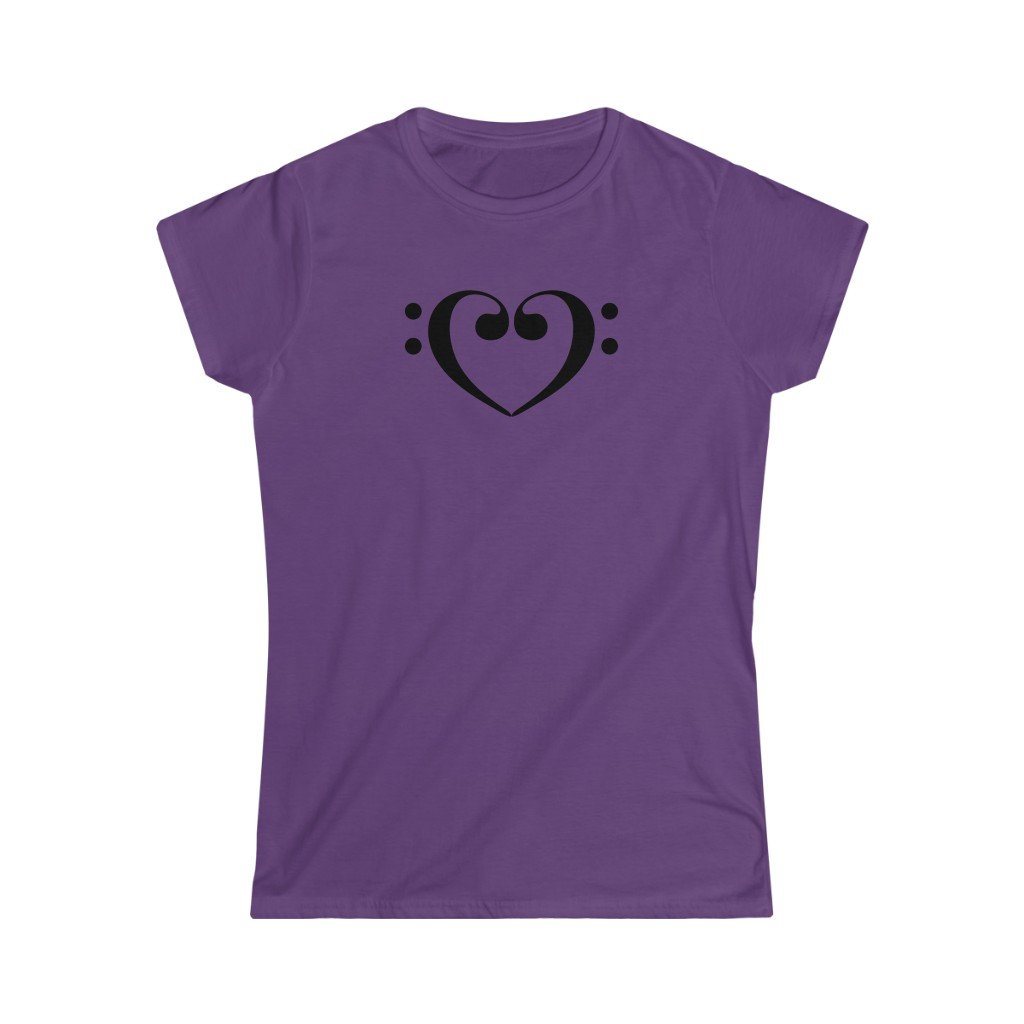 Bass Clef Heart Design Ladies Soft Cotton Slim Fit T-shirt - Rock & Roll Prints