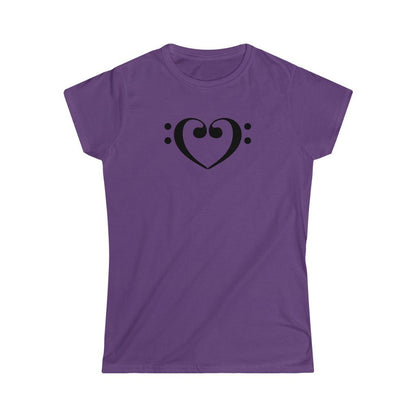 Bass Clef Heart Design Ladies Soft Cotton Slim Fit T-shirt - Rock & Roll Prints