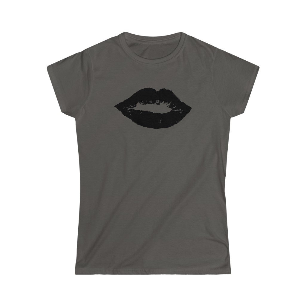 Black Lips Design Ladies Soft Cotton Slim Fit T-shirt - Rock & Roll Prints