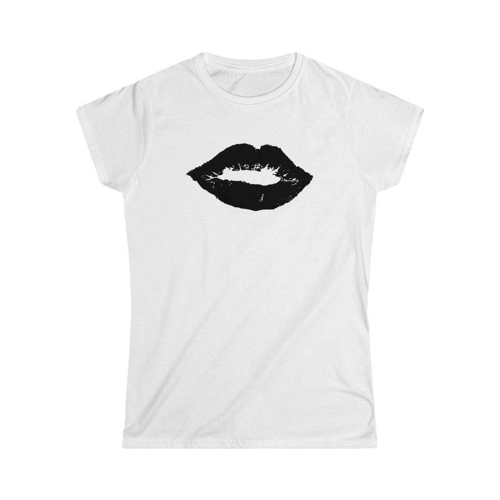 Black Lips Design Ladies Soft Cotton Slim Fit T-shirt - Rock & Roll Prints