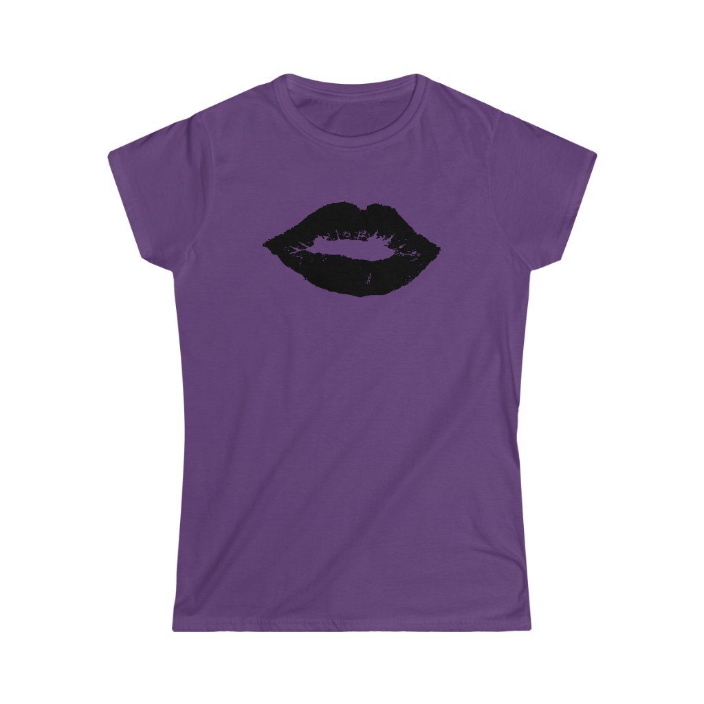 Black Lips Design Ladies Soft Cotton Slim Fit T-shirt - Rock & Roll Prints