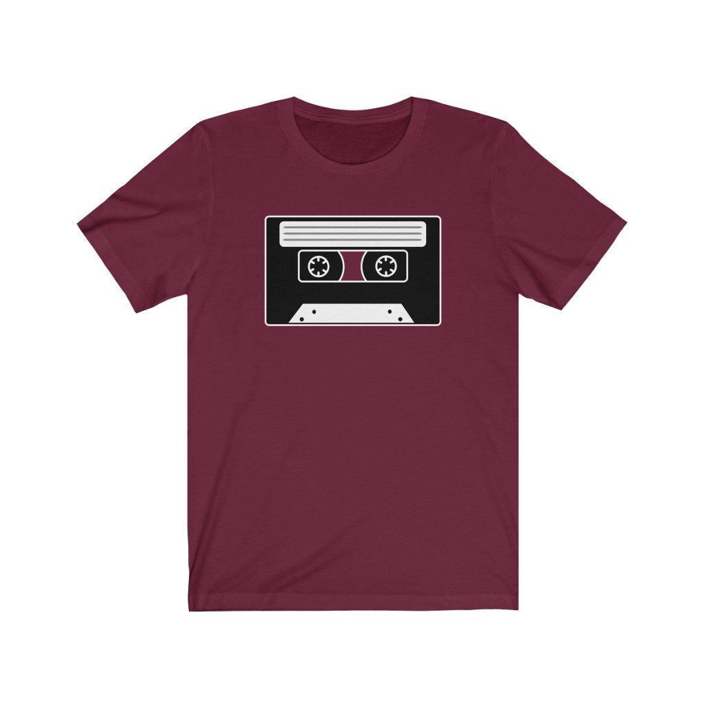 Black & White Cassette Design Mens Unisex Soft Cotton T-shirt - Rock & Roll Prints