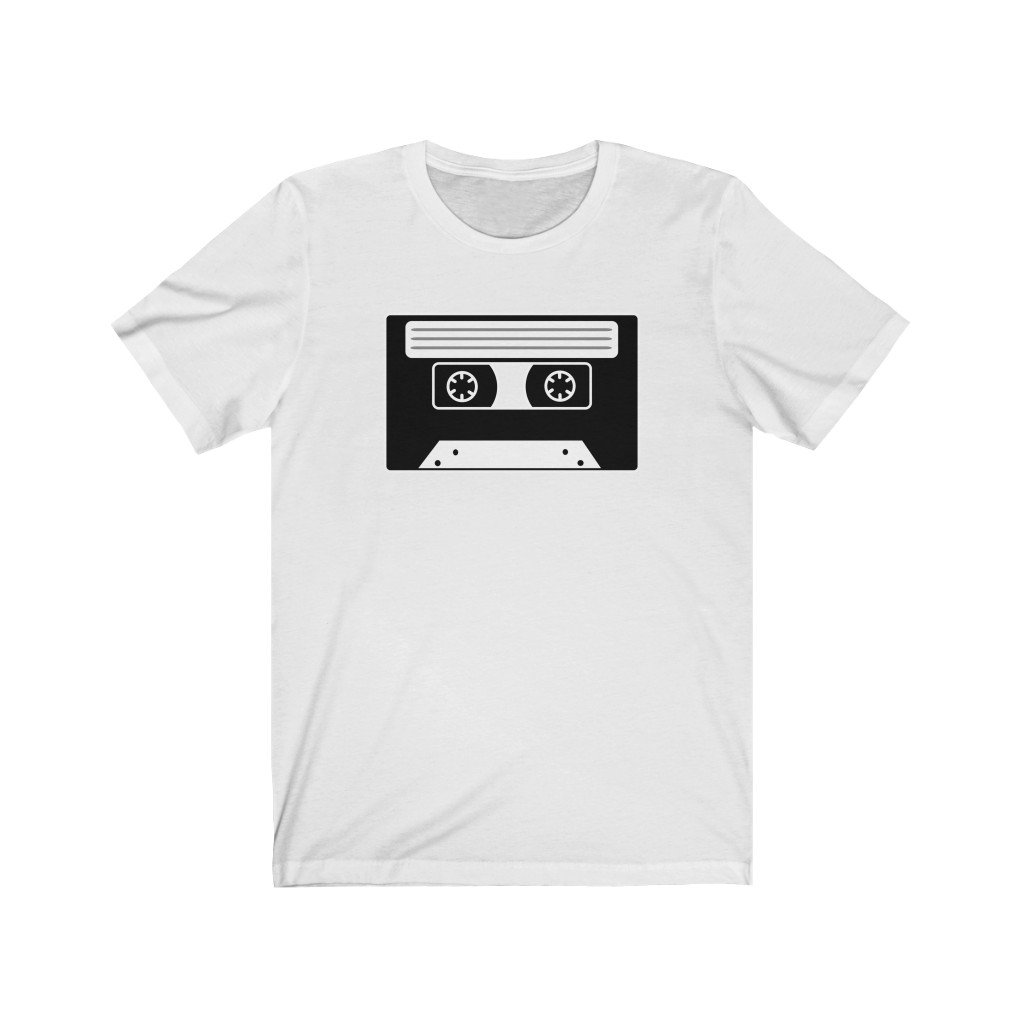 Black & White Cassette Design Mens Unisex Soft Cotton T-shirt - Rock & Roll Prints