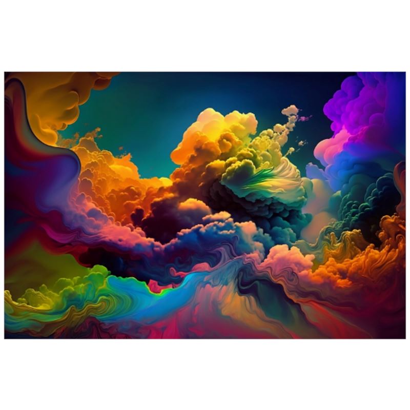 Bright Smokey Paint Clouds Multitonal Art Print - Rock & Roll Prints