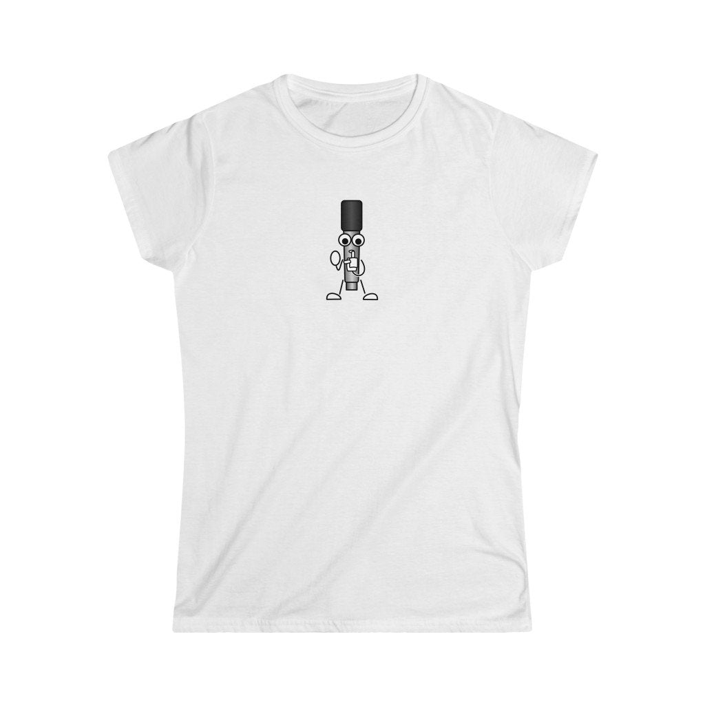 Cartoon Microphone Design Ladies Soft Cotton Slim Fit T-shirt - Rock & Roll Prints