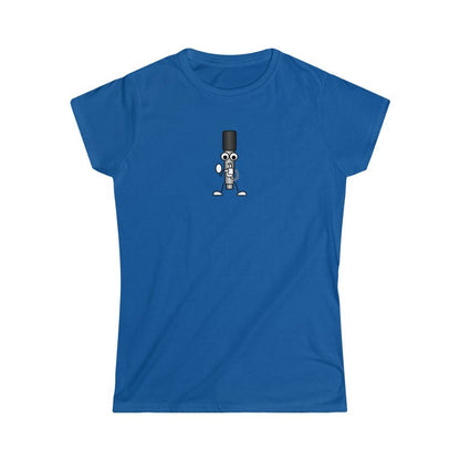 Cartoon Microphone Design Ladies Soft Cotton Slim Fit T-shirt - Rock & Roll Prints