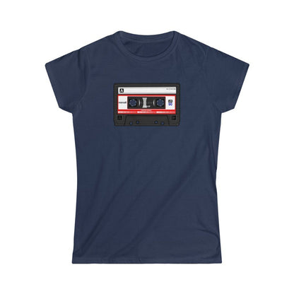 Color Tape Cassette Design Ladies Soft Cotton Slim Fit T-shirt - Rock & Roll Prints