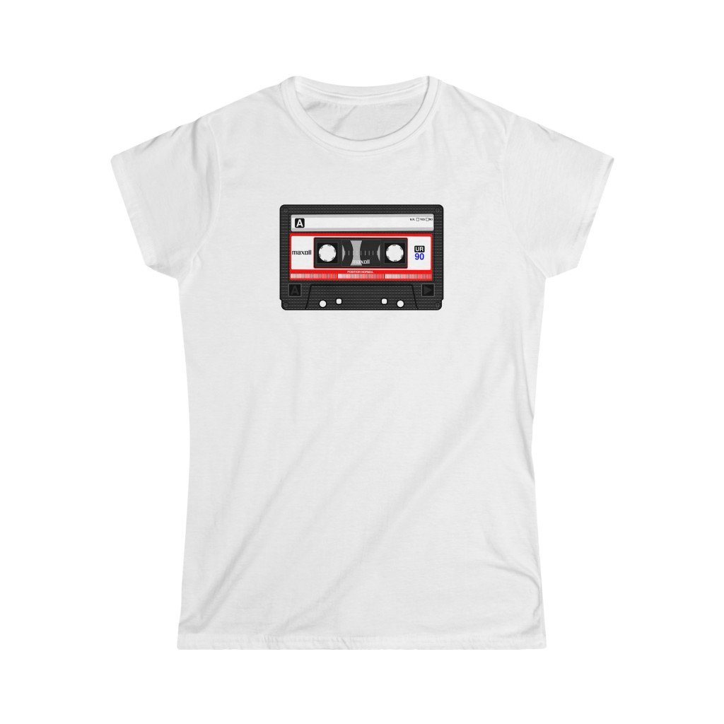 Color Tape Cassette Design Ladies Soft Cotton Slim Fit T-shirt - Rock & Roll Prints