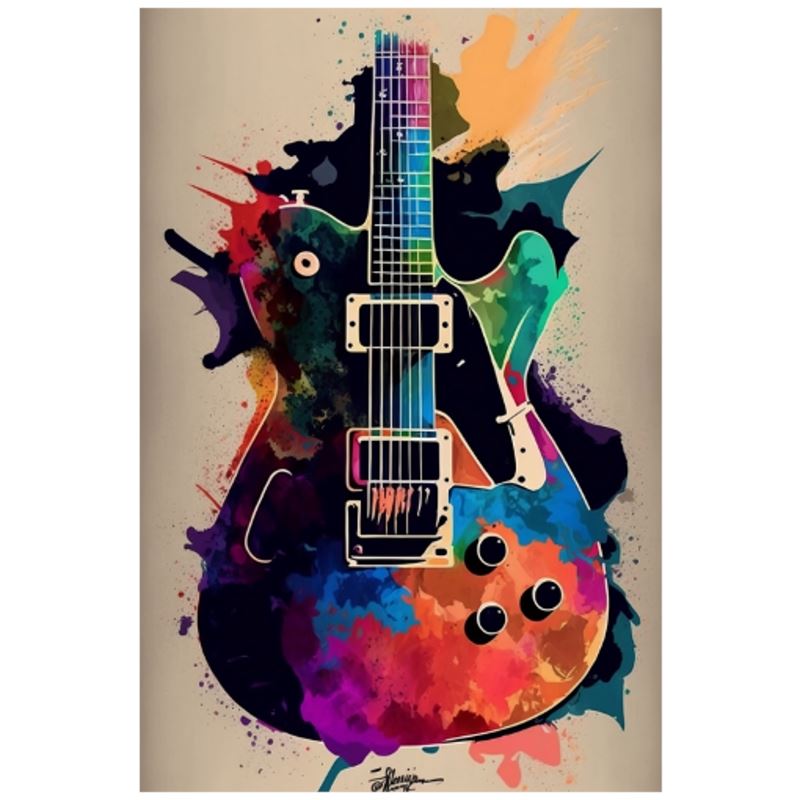 Colorful Painted Electric Guitar Body Art Print - Rock & Roll Prints