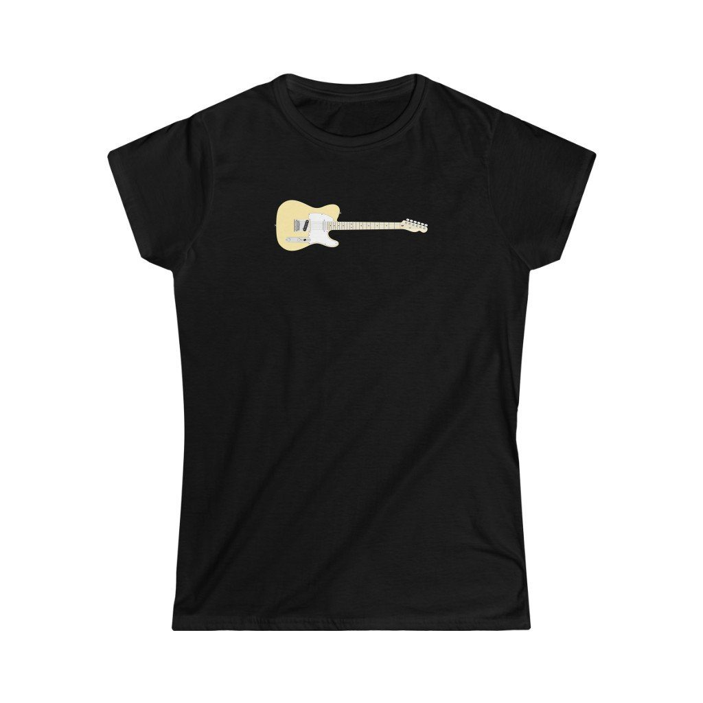 Cream Electric Guitar Design Ladies Soft Cotton Slim Fit T-shirt - Rock & Roll Prints