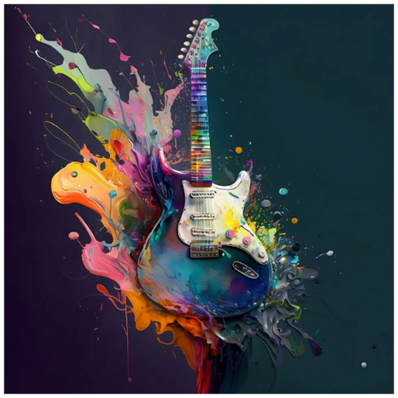 Electric Guitar Exploding Paint Art Print - Rock & Roll Prints