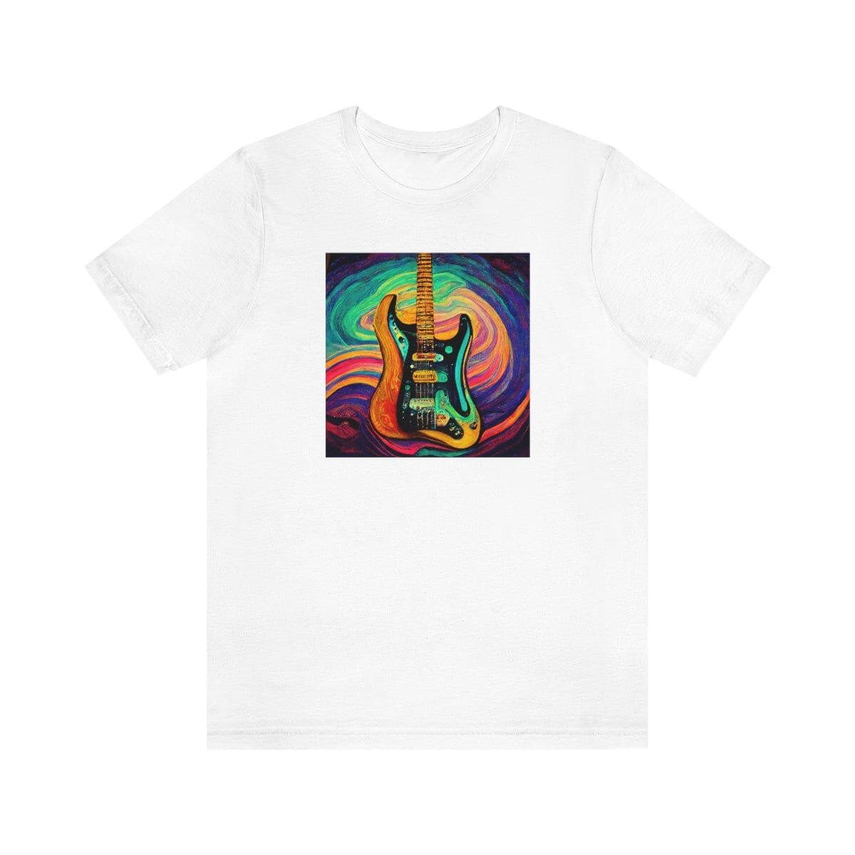 Electric Guitar Oil Painting Mens Unisex Soft Cotton T-shirt - Rock & Roll Prints