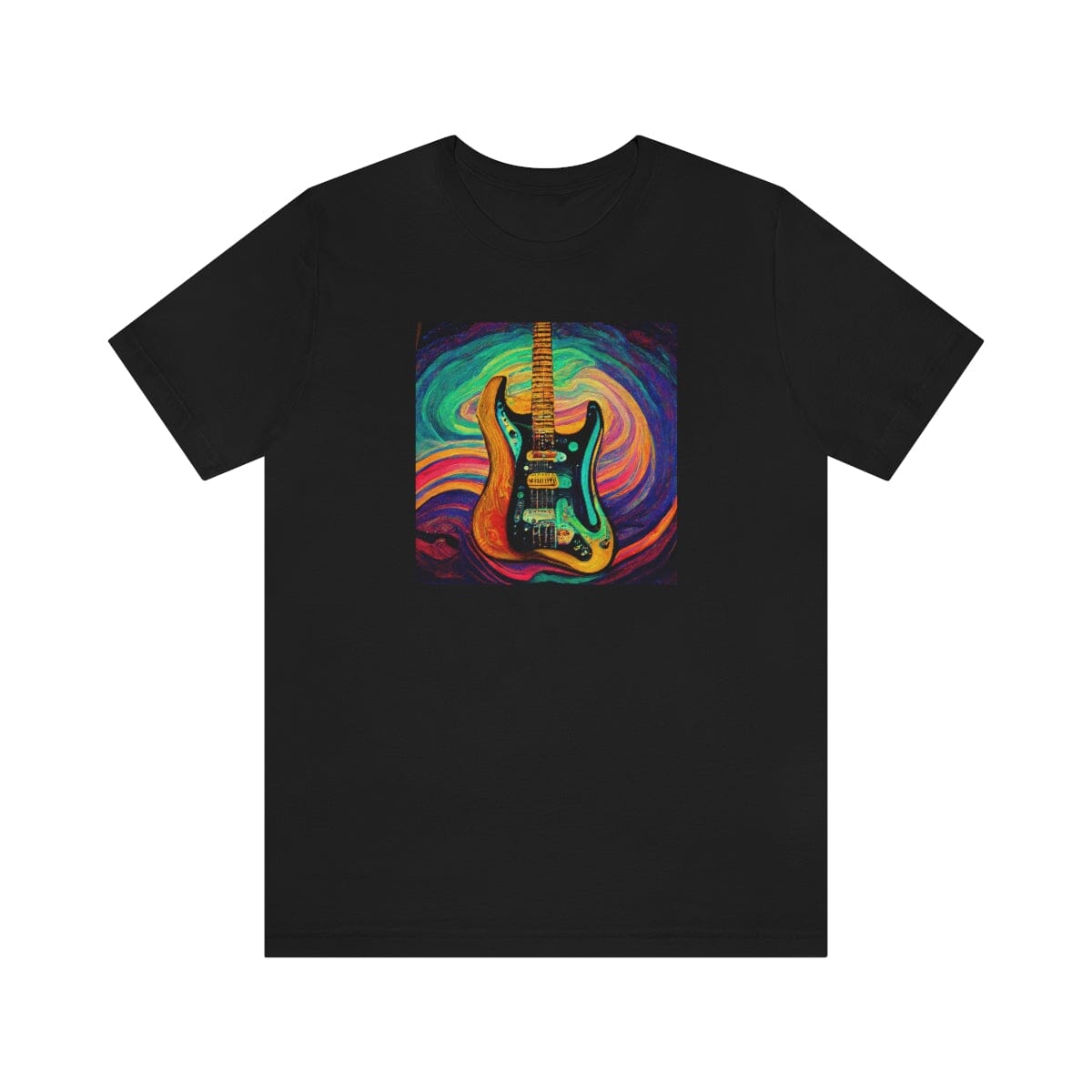 Electric Guitar Oil Painting Mens Unisex Soft Cotton T-shirt - Rock & Roll Prints