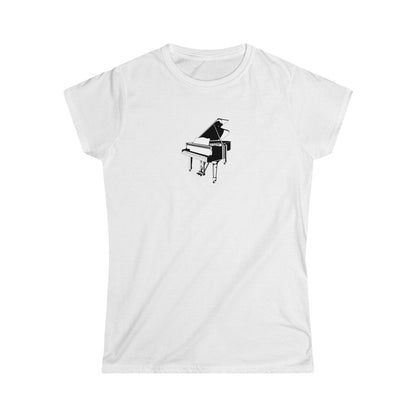 Grand Piano Design Ladies Soft Cotton Slim Fit T-shirt - Rock & Roll Prints