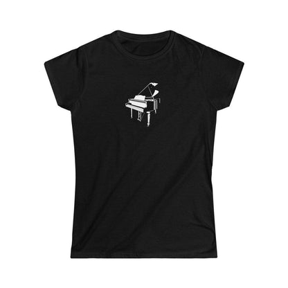 Grand Piano Design Ladies Soft Cotton Slim Fit T-shirt - Rock & Roll Prints