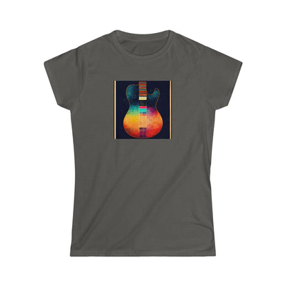 Guitar Body Multi Pattern Design Ladies Soft Cotton Slim Fit T-shirt - Rock & Roll Prints