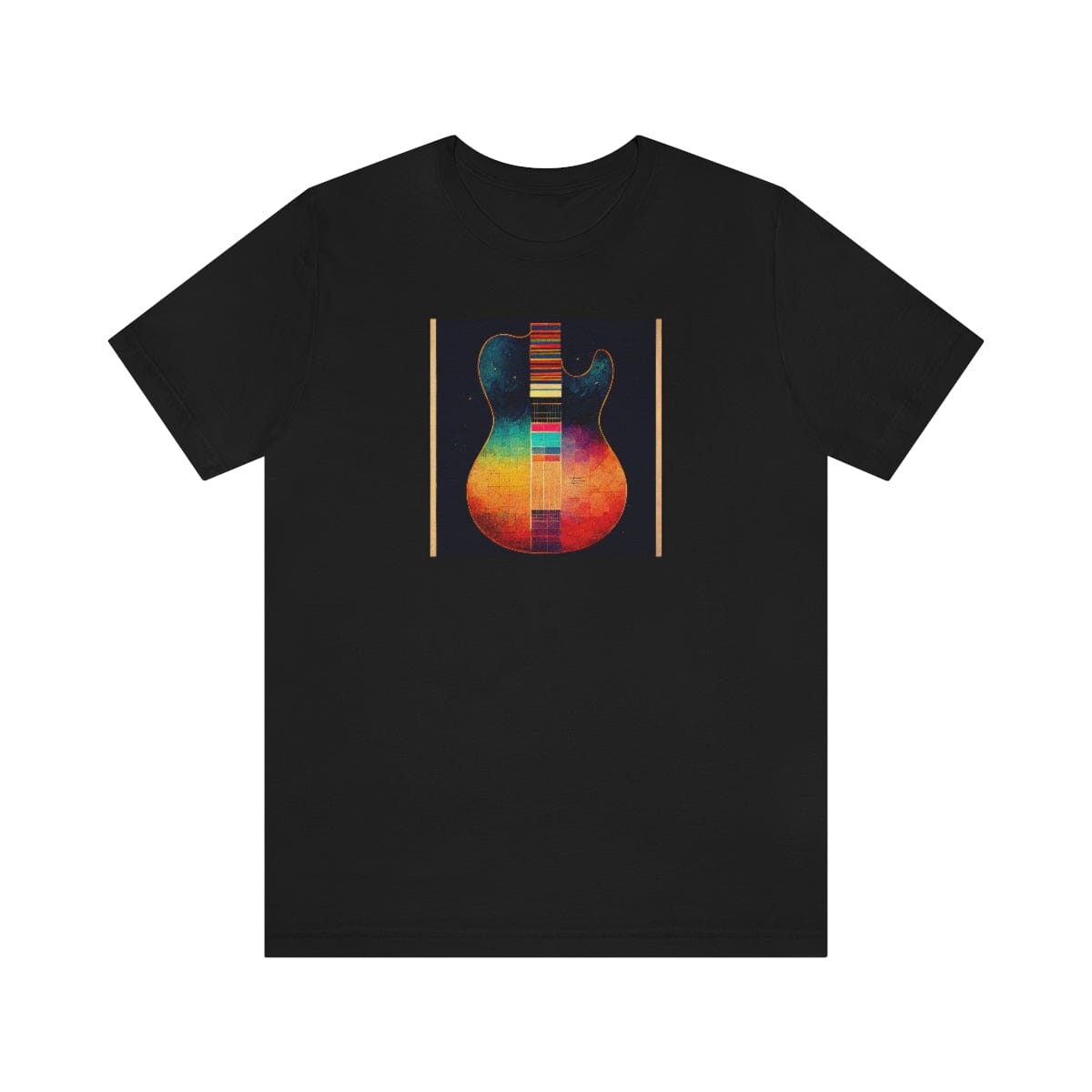 Guitar Body Multi Pattern Mens Unisex Soft Cotton T-shirt - Rock & Roll Prints