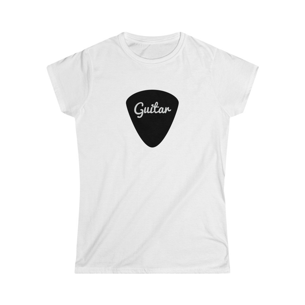 Guitar Plectrum Design Ladies Soft Cotton Slim Fit T-shirt - Rock & Roll Prints