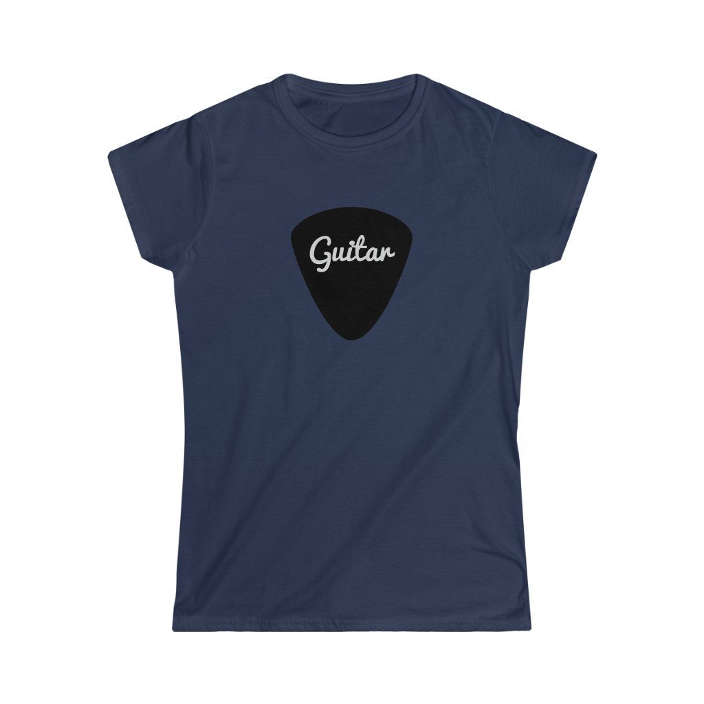 Guitar Plectrum Design Ladies Soft Cotton Slim Fit T-shirt - Rock & Roll Prints