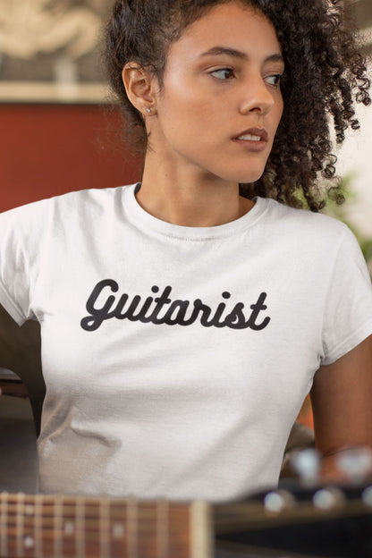 Guitarist Text Design Ladies Soft Cotton Slim Fit T-shirt - Rock & Roll Prints