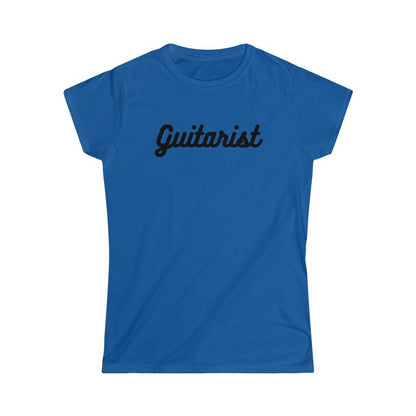 Guitarist Text Design Ladies Soft Cotton Slim Fit T-shirt - Rock & Roll Prints