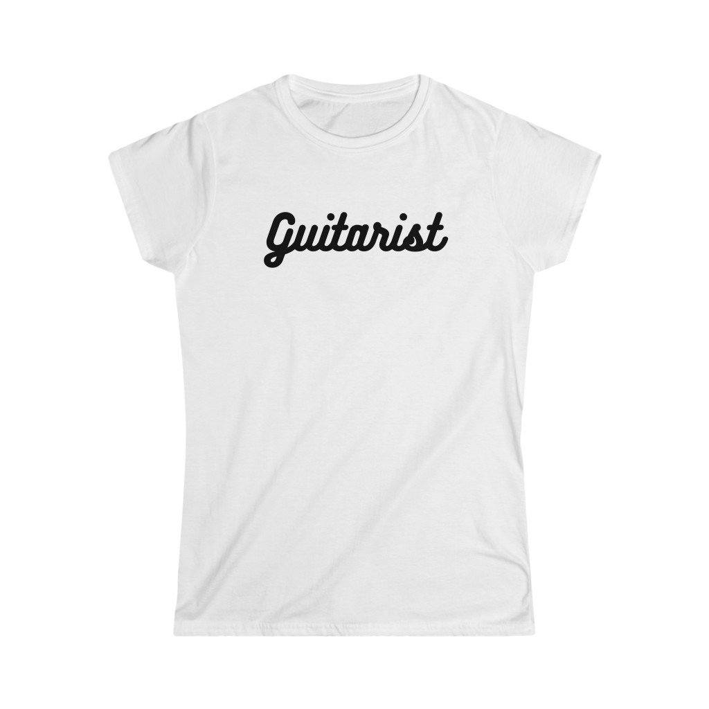 Guitarist Text Design Ladies Soft Cotton Slim Fit T-shirt - Rock & Roll Prints