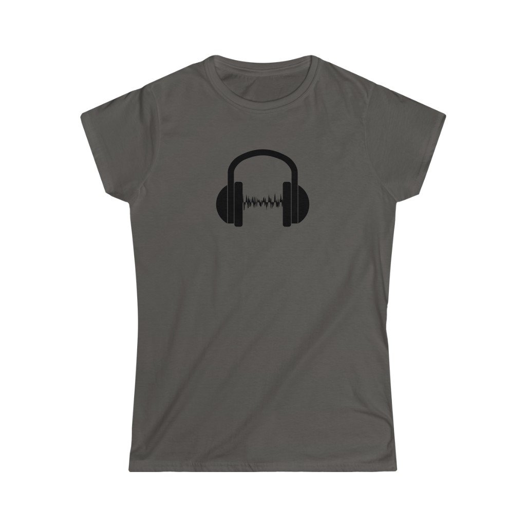 Headphones Waves Design Ladies Soft Cotton Slim Fit T-shirt - Rock & Roll Prints