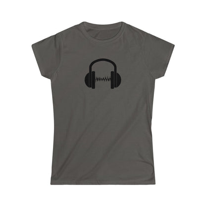 Headphones Waves Design Ladies Soft Cotton Slim Fit T-shirt - Rock & Roll Prints