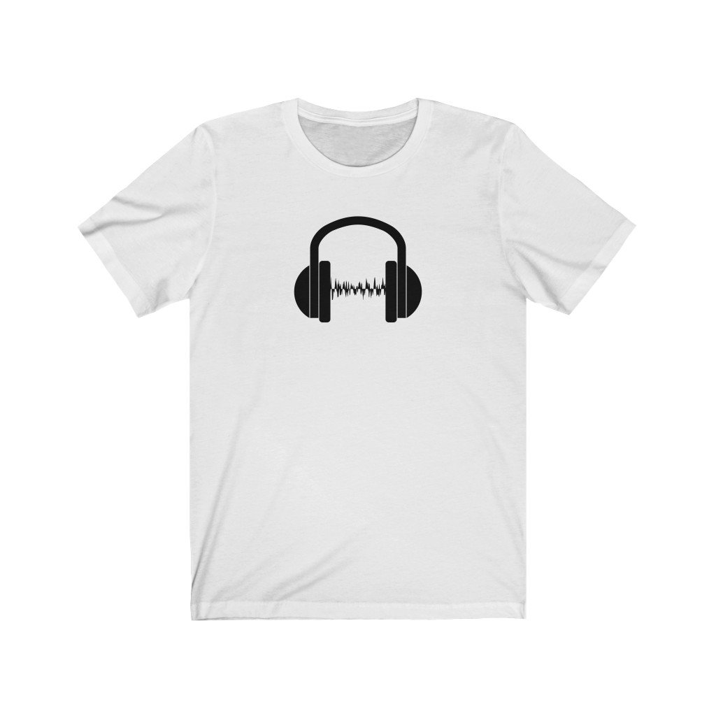 Headphones Waves Design Mens Unisex Soft Cotton T-shirt - Rock & Roll Prints