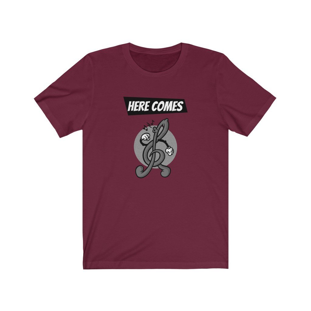 Here Comes Treble Design Mens Unisex Soft Cotton T-shirt - Rock & Roll Prints