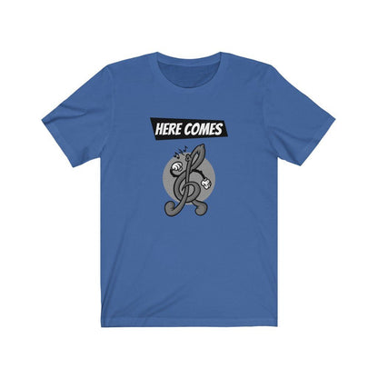 Here Comes Treble Design Mens Unisex Soft Cotton T-shirt - Rock & Roll Prints