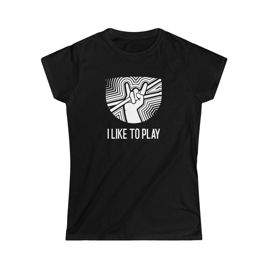 I Like To Play Drummer Design Ladies Soft Cotton Slim Fit T-shirt - Rock & Roll Prints