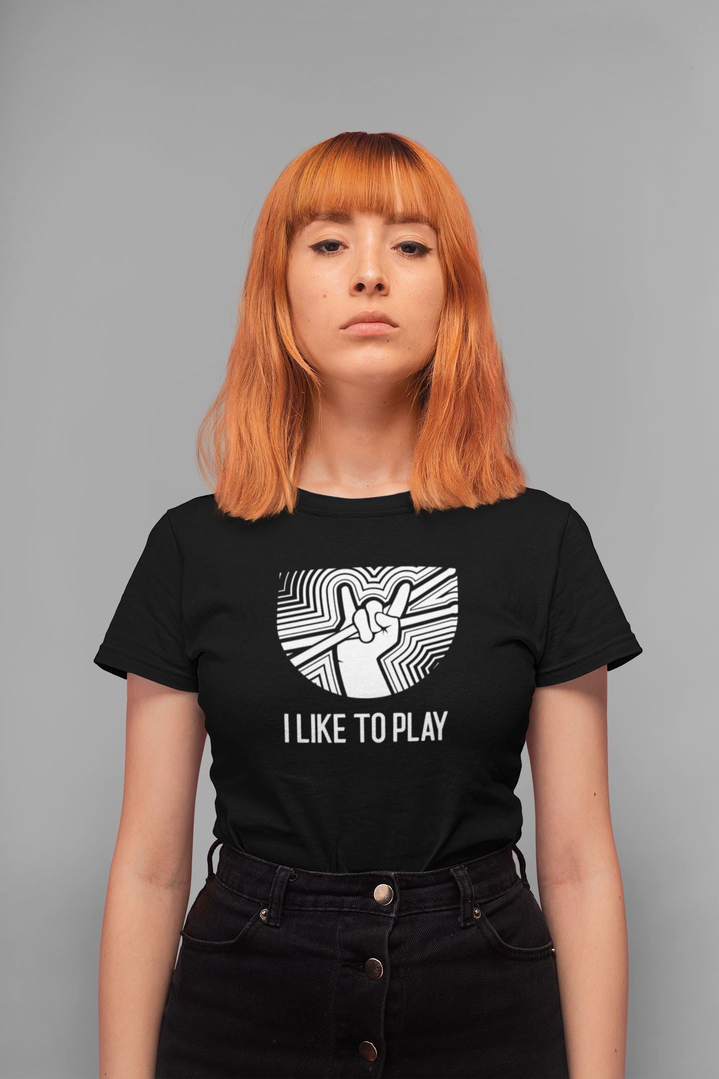 I Like To Play Drummer Design Ladies Soft Cotton Slim Fit T-shirt - Rock & Roll Prints