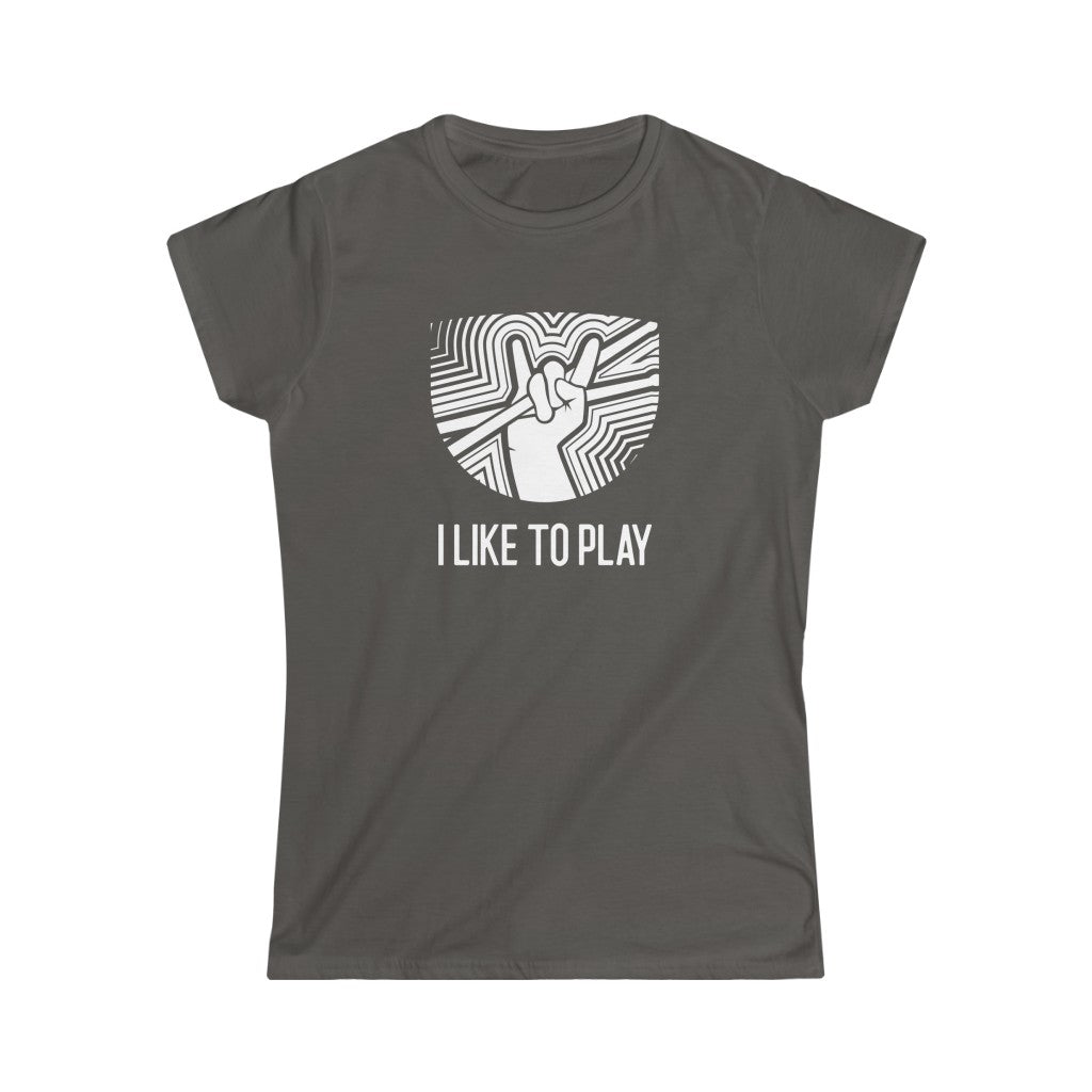 I Like To Play Drummer Design Ladies Soft Cotton Slim Fit T-shirt - Rock & Roll Prints