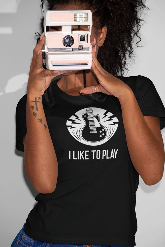 I Like To Play Guitarist Design Ladies Soft Cotton Slim Fit T-shirt - Rock & Roll Prints