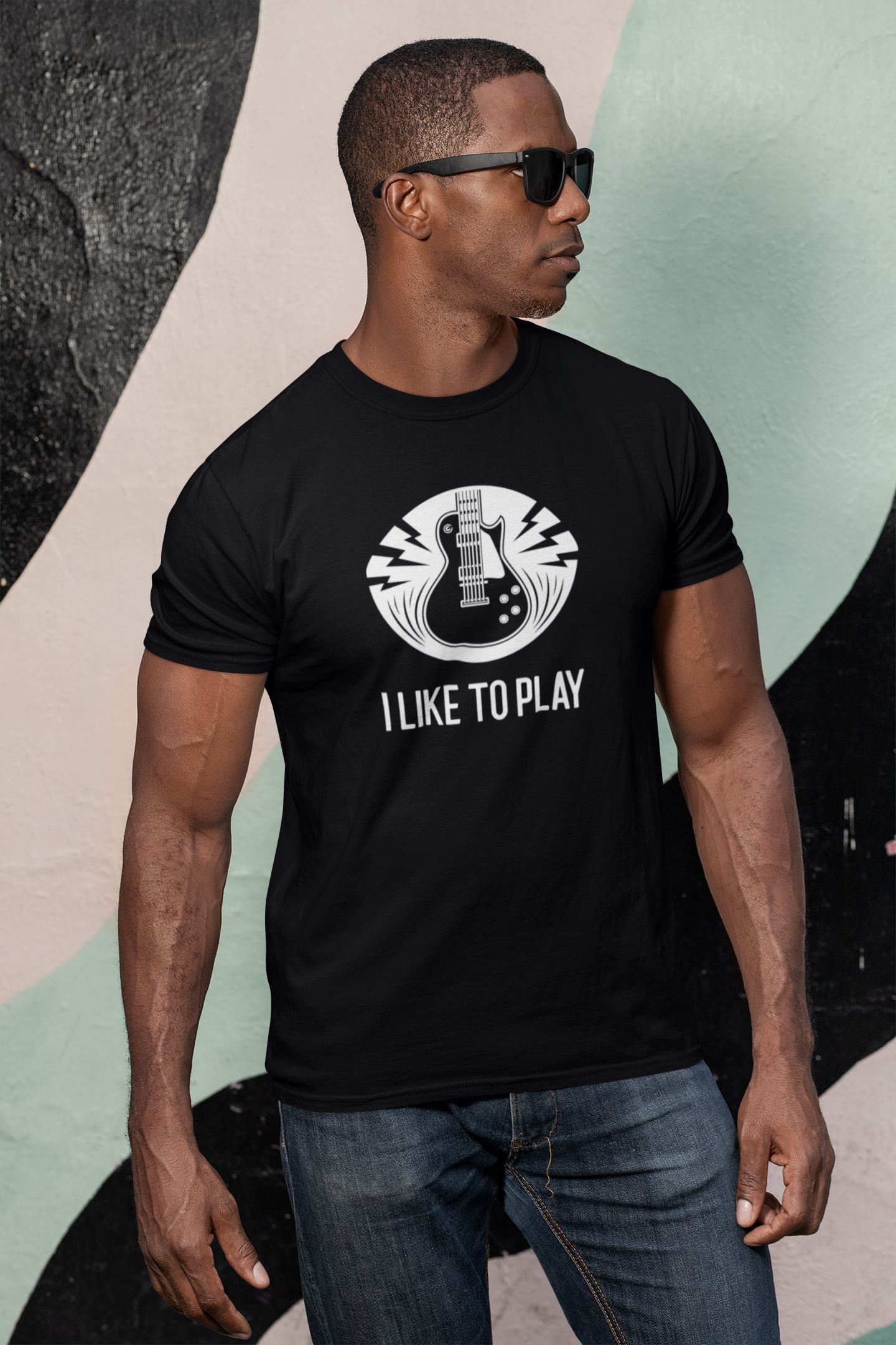 I Like To Play Guitarist Design Mens Unisex Soft Cotton T-shirt - Rock & Roll Prints