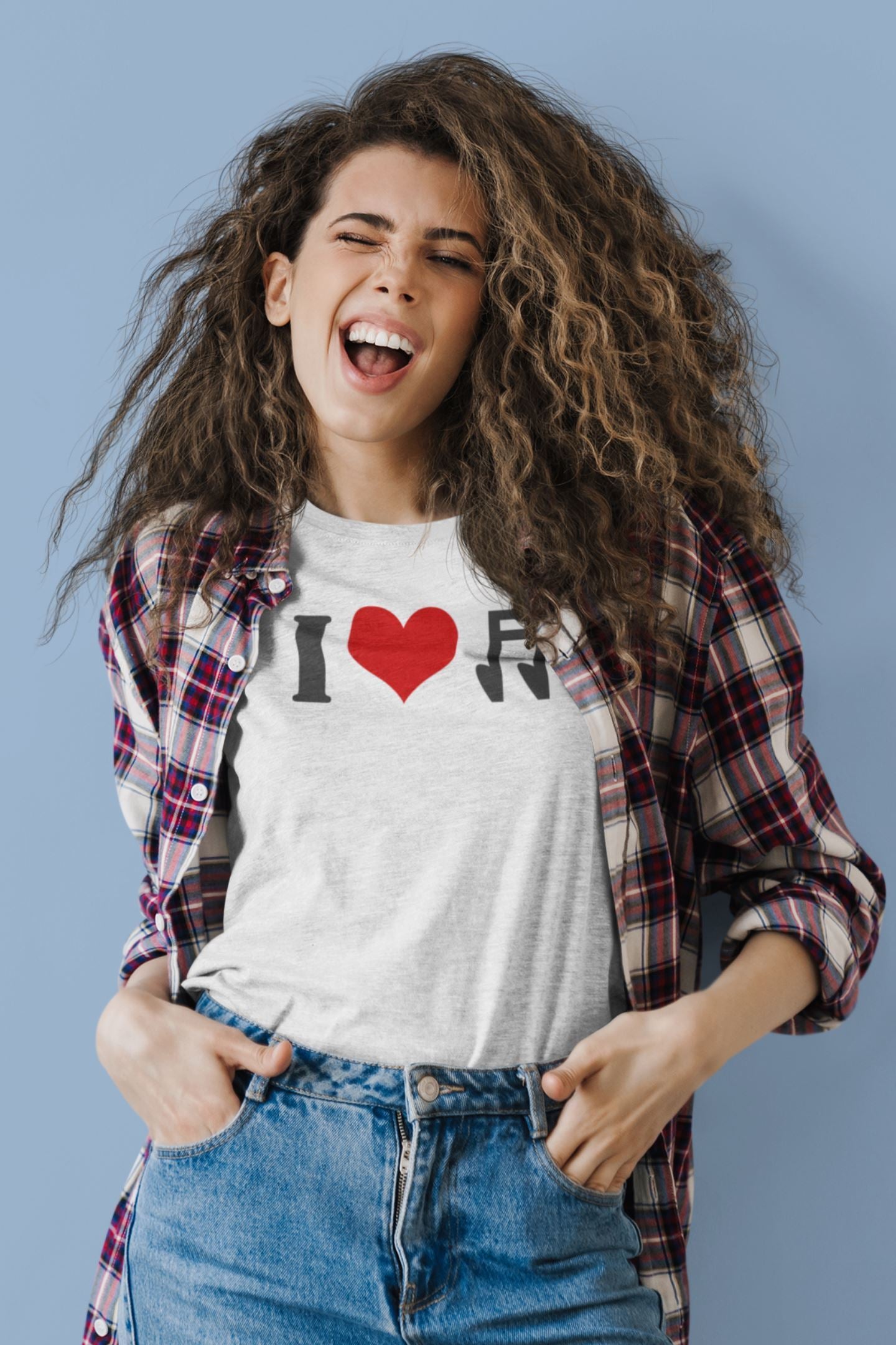 I Love Music Design Ladies Soft Cotton Slim Fit T-shirt - Rock & Roll Prints