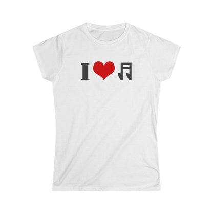 I Love Music Design Ladies Soft Cotton Slim Fit T-shirt - Rock & Roll Prints