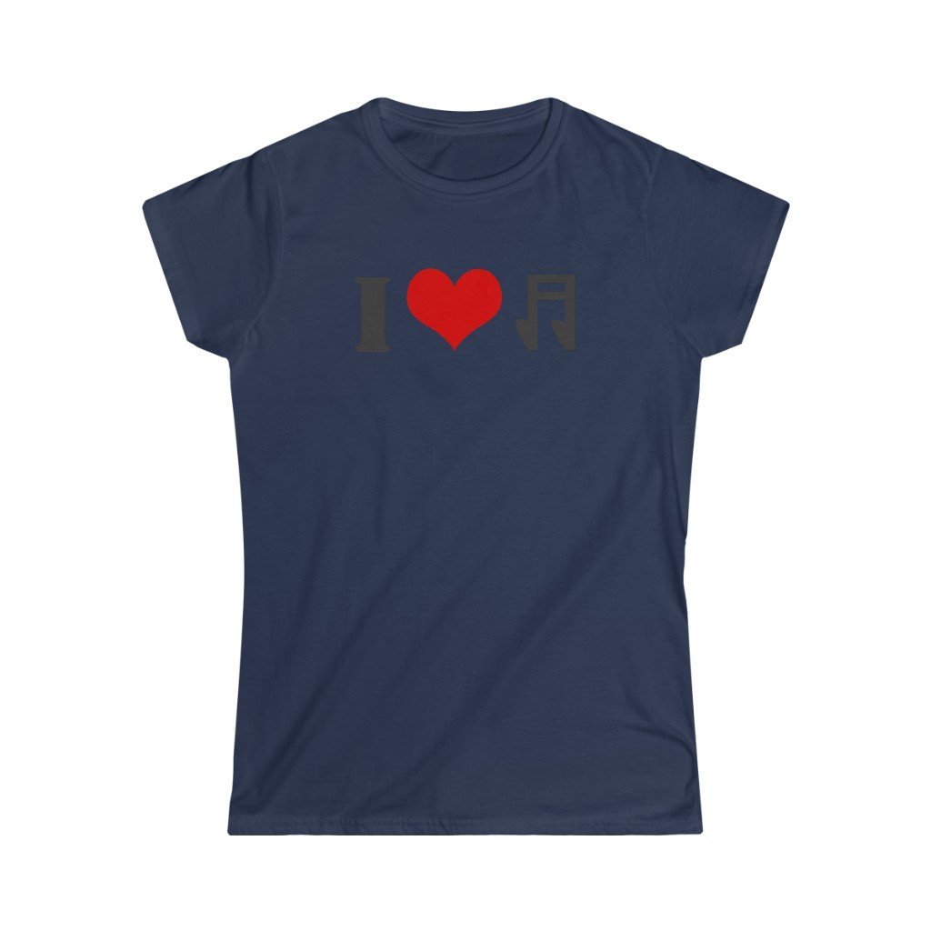 I Love Music Design Ladies Soft Cotton Slim Fit T-shirt - Rock & Roll Prints