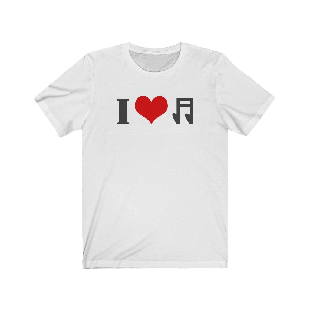 I Love Music Design Mens Unisex Soft Cotton T-shirt - Rock & Roll Prints