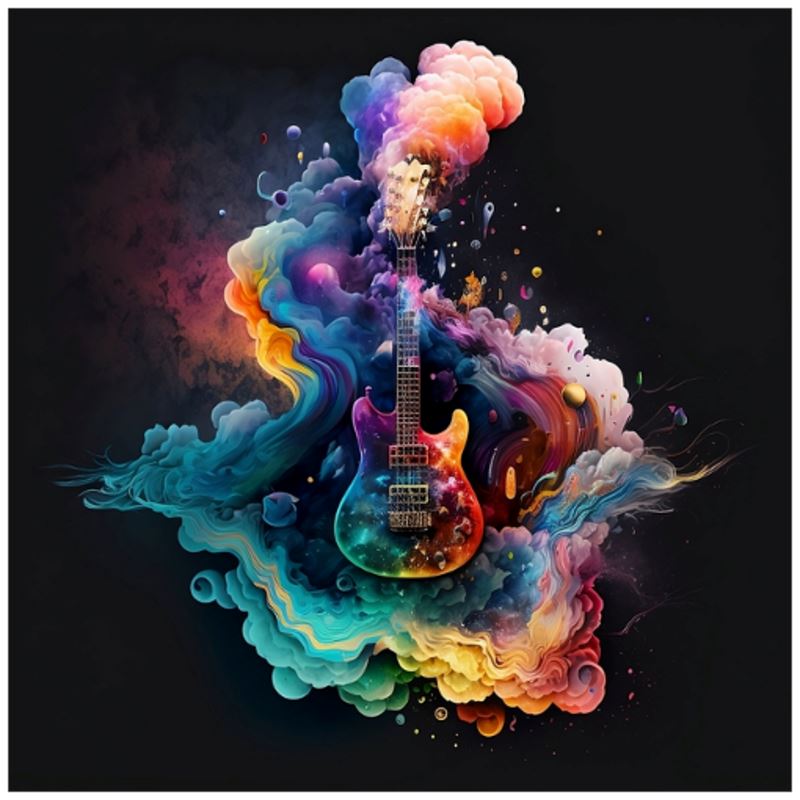 Magical Smoke Cloud Electric Guitar Art Print - Rock & Roll Prints