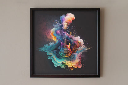 Magical Smoke Cloud Electric Guitar Art Print - Rock & Roll Prints