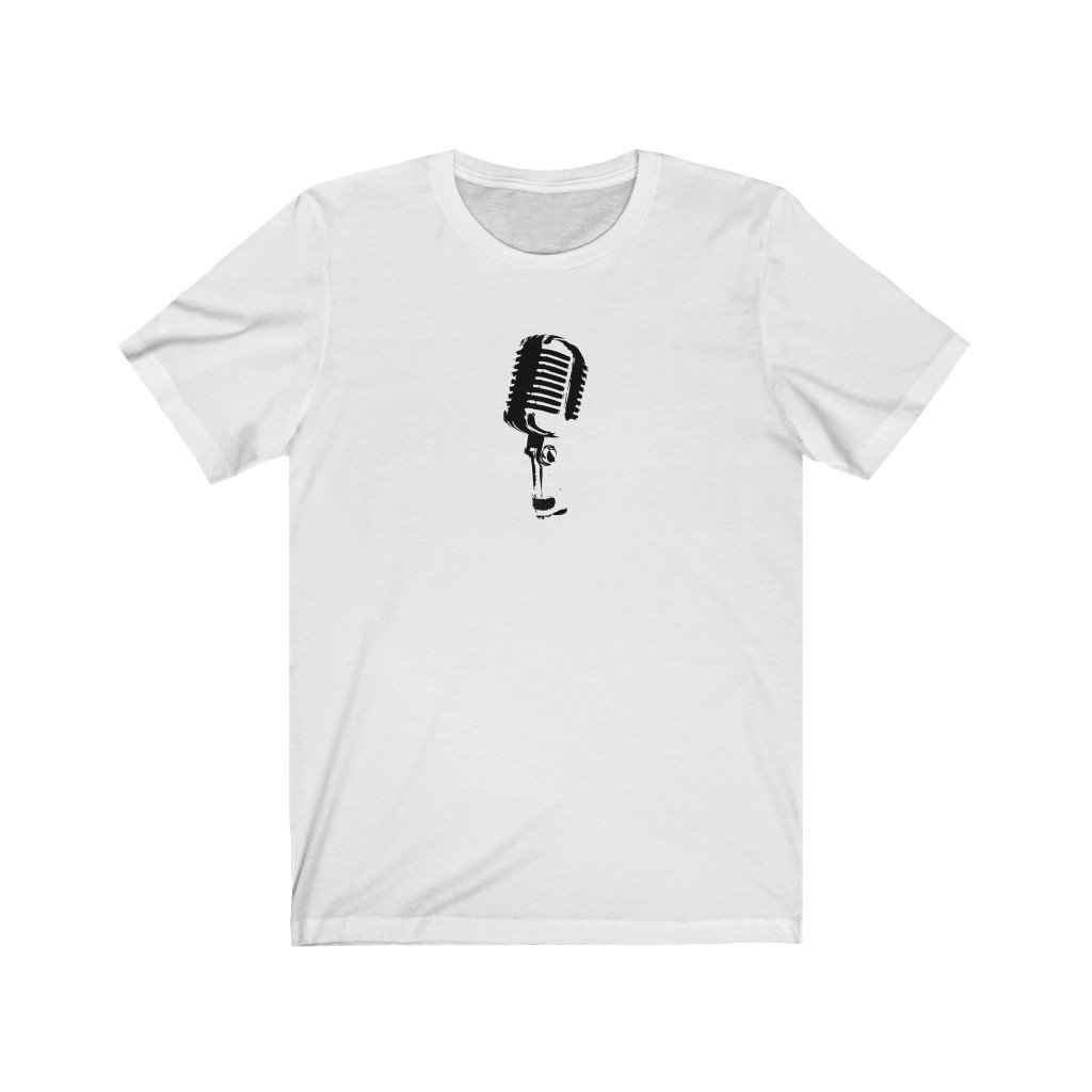 Microphone Silhouette Design Mens Unisex Soft Cotton T-shirt - Rock & Roll Prints