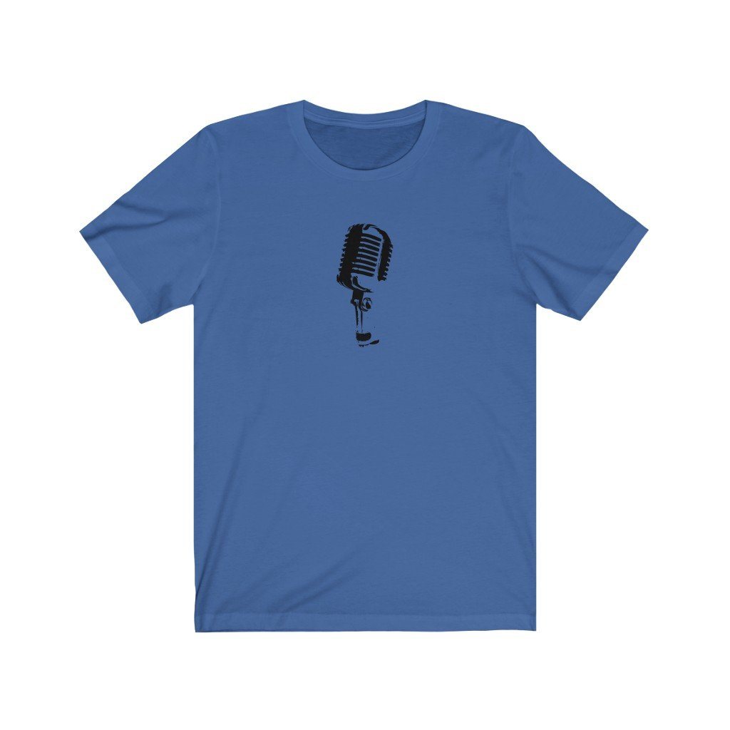 Microphone Silhouette Design Mens Unisex Soft Cotton T-shirt - Rock & Roll Prints