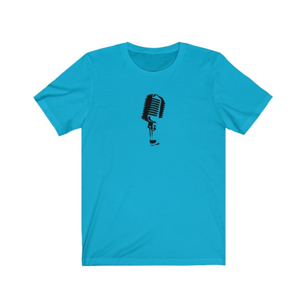 Microphone Silhouette Design Mens Unisex Soft Cotton T-shirt - Rock & Roll Prints