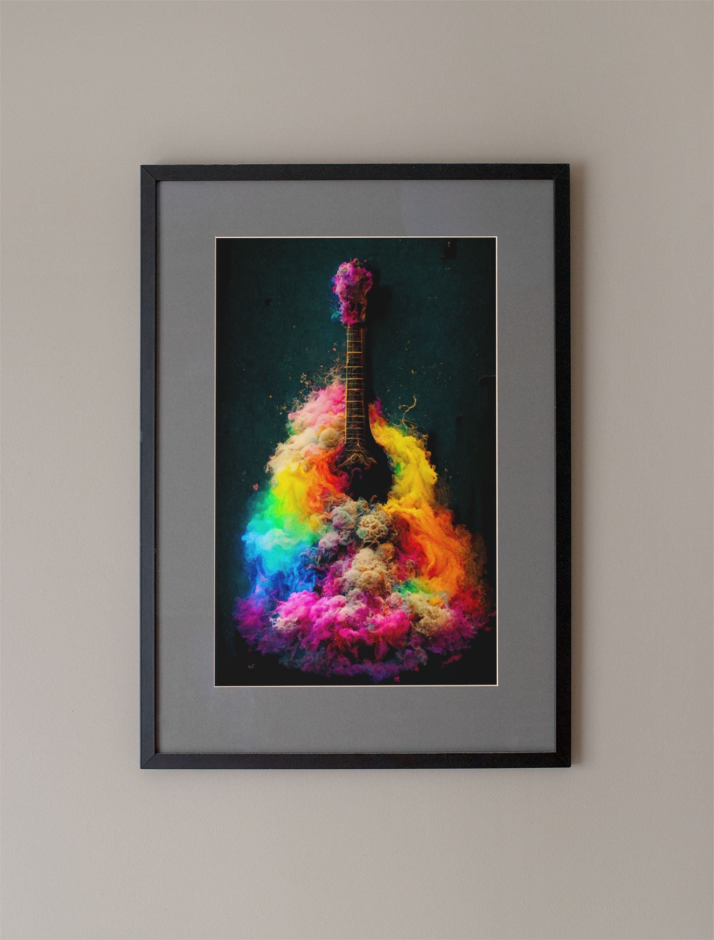 Multicolor Paint Guitar Art Print - Rock & Roll Prints