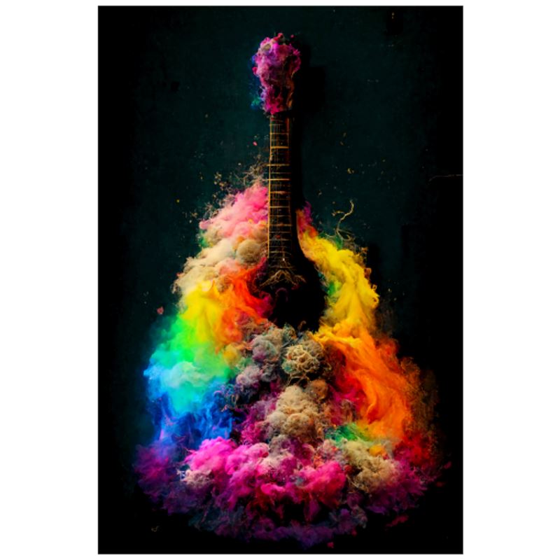 Multicolor Paint Guitar Art Print - Rock & Roll Prints