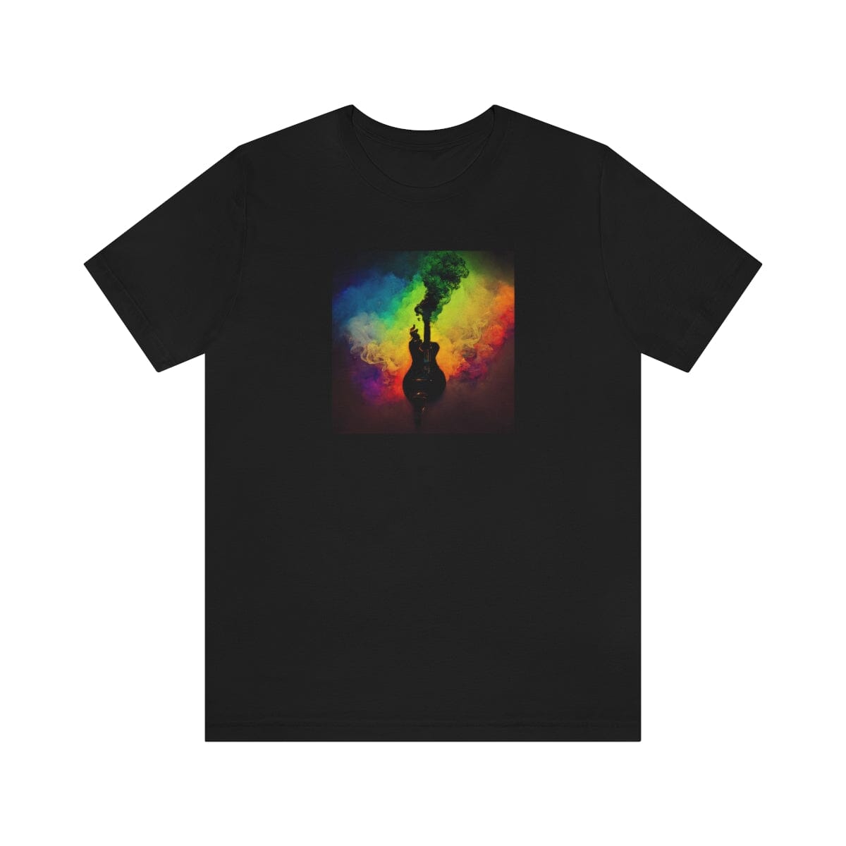 Multicolor Smoke Guitar Silhouette Mens Unisex Soft Cotton T-shirt - Rock & Roll Prints