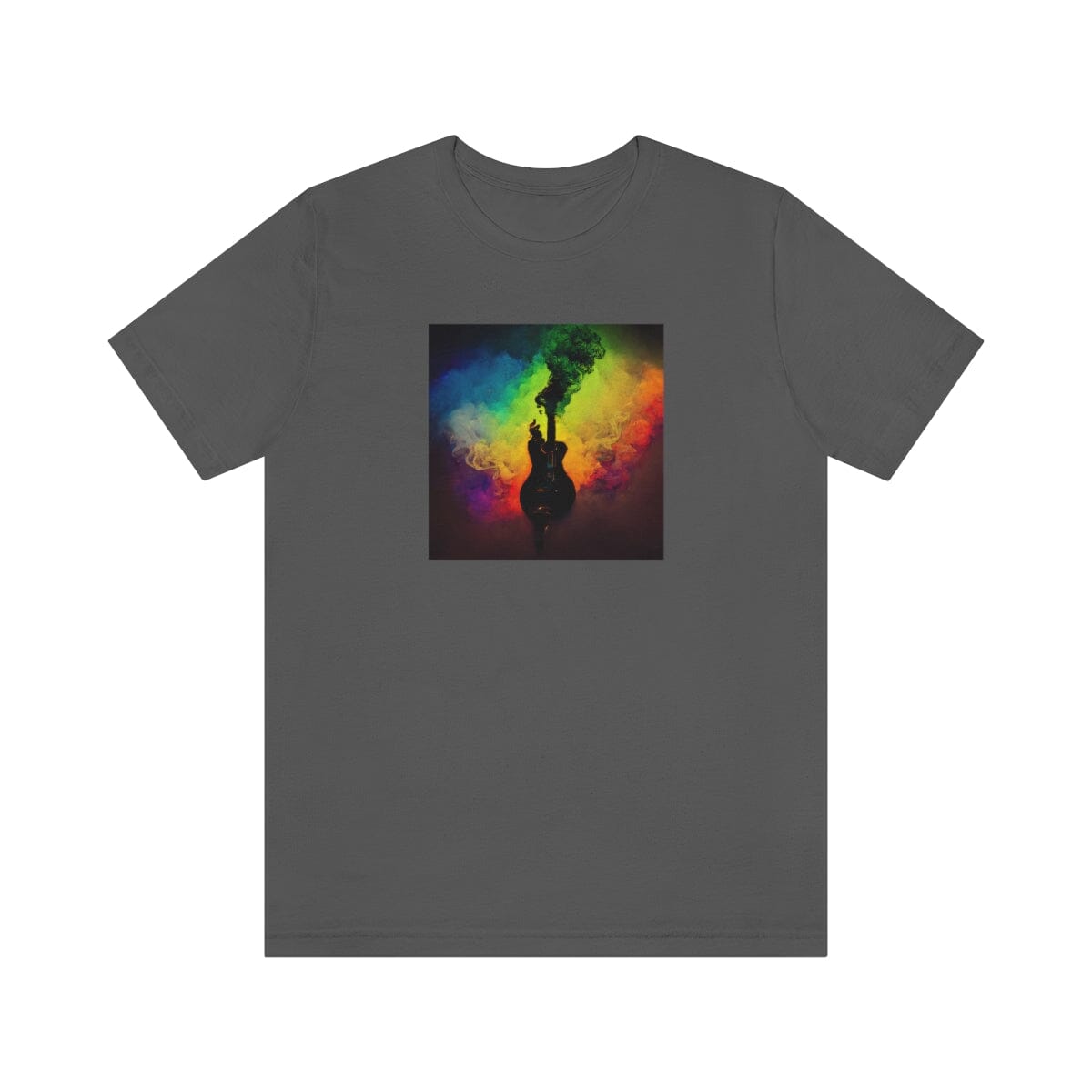 Multicolor Smoke Guitar Silhouette Mens Unisex Soft Cotton T-shirt - Rock & Roll Prints